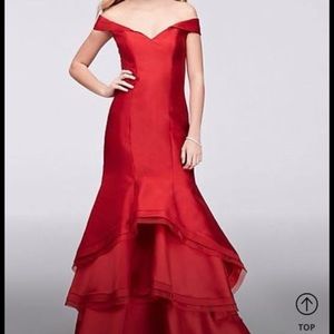 Red satin ballroom dress